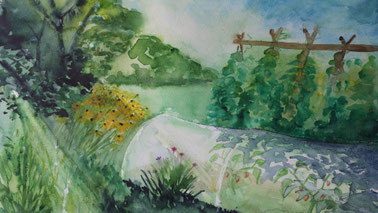 Aquarell aus dem Saatgutfilm Longo maï, Limans, Provence