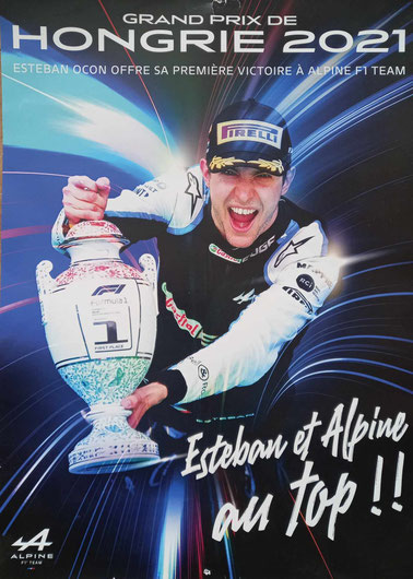 Poster Esteban Ocon Hongrie 2021- Dimensions : 42x29,5 cm