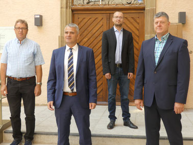 FDP Gemeinderat Karl Willig, Bürgermeister Holger Albrich, FDP Bundestagskandidat Marcel Distl, FDP Landtagskandidat Roland Zitzmann