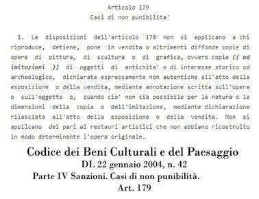 T.Follesa_Declinazioni sul Falso: falsi veri e falsi leciti_Codice dei Beni Culturali e del Paesaggio_art. 179