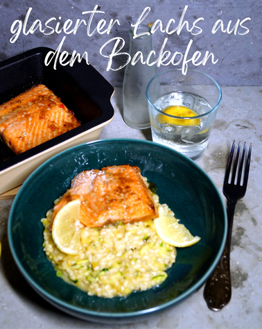 glasierter Lachs mit asiatischen Aromen, ganz einfach im Backofen gegart