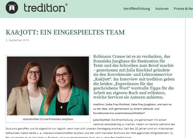 Tredition, Ka&Jott Experten Vorstellung, Interview, Lektorat, Korrektorat