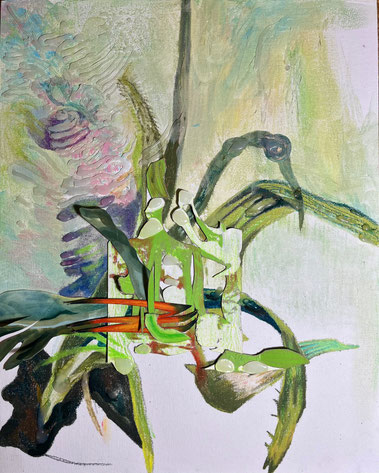 o.T., 2025, Mixed Media on Board, 50 x 40 cm