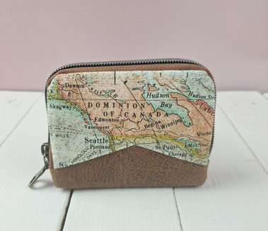 mini portefeuille homme, portefeuille minimaliste avec 4 porte-cartes, tissu imprimé carte et mappemonde , cadeau pour aventurier et baroudeur, invitation au voyage