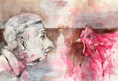 Kennen wir uns ?  34  x  50 Aquarell,  Moorlauge