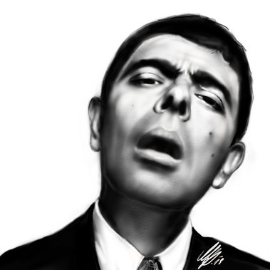 Rowan Atkinson as Mr. Bean „What was the question again?“ digital art, procreate, stil: airbrush, 2019