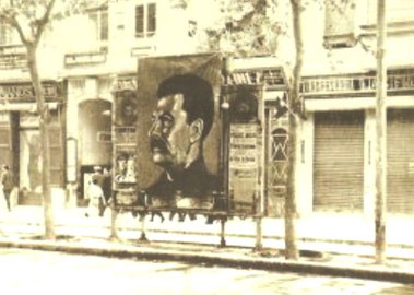 Stalin plakat på Ramblas i Barcelona 1937