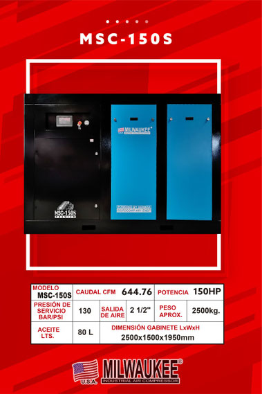 Compresor de tornillo 7.5 hp tanque vertical  280 lts 