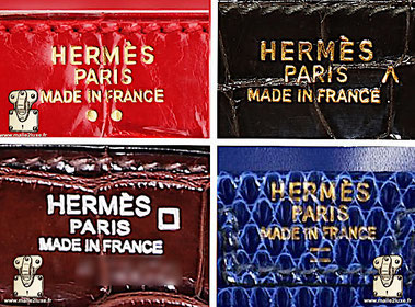 There are a number of symbols on the front of the bag accompanying the marking.   Type of exotic leather , crocodile, alligator, lizard hermes