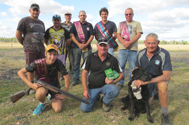Standing L to R; Mark Large, Brodie Seccull, Stephen Tamme, Clayton Easden, Adam Shale, Darren Saunders. Kneeling - Rhys McGauran, Mark Reynolds, Graham Coyle with dog ‘Cinder’.