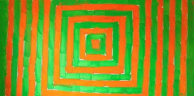 Spachteltechnik mit Acrylfarbe in orange und grün