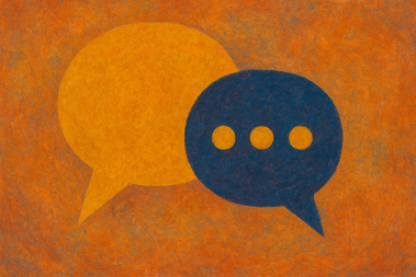 Abstrakte Sprechblasen, Symbole der Verständigung und des Gesprächs. Vielleicht ist es ja ein Psychologe der Gesprächstherapie in Gladbeck oder Kirchhellen anbietet.