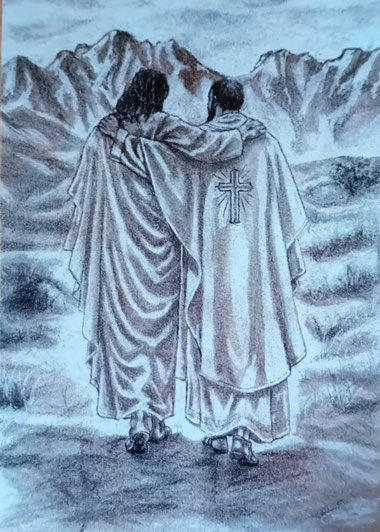 Il ricordino disegnato da Fra Mihael fratello di P. David