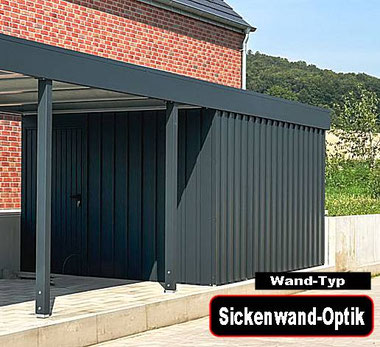 Carport Gerätekammer Strukturwand-Optik