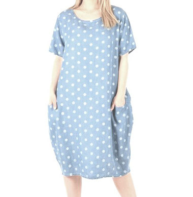 sommerkleid hellblau mit punkten