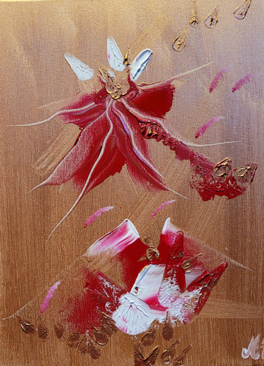 Terre , feu, metal toile acrylique  dimensions 30/40 cm