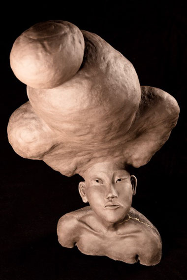 Keramik Wabi Sabi Skulptur Portrait Asiatisch Ton Kunst