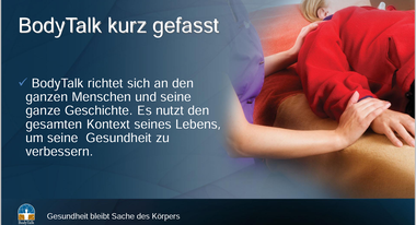 BodyTalk Balancen, BodyTalk kurz gefasst, richtet sich an den ganzen Menschen und seine Geschichte/Krankheit, der gesamte Kontext des Lebens vom Patienten wird zur Verbesserung der Gesundheit genutzt um Heilung zu erhalten.