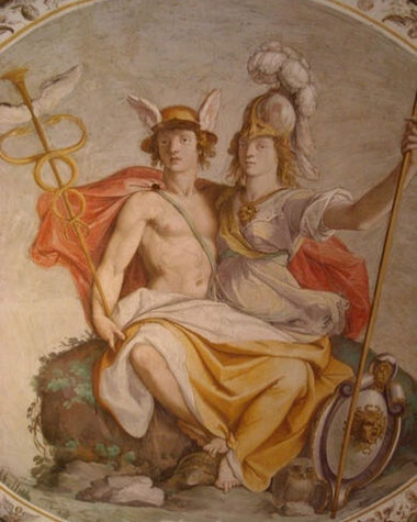 Pallas Athéna et Mercure Hermès