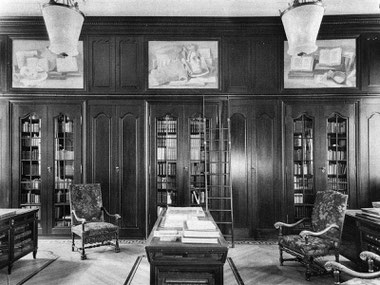 Bibliothek vom Muraltengut Zürich. Foto: Reproduktion aus Das Werk, Nr. 10, 1928, S. 317