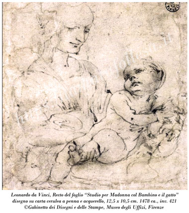Leonardo da Vinci_Studio per Madonna del gatto_Gabinetto dei Disegni e delle Stampe degli Uffizi di Firenze