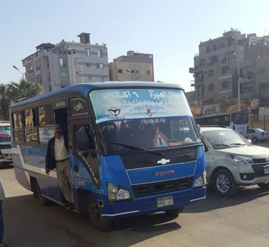The little blue minibus that took us from the Metro to near the Pyramid entrance