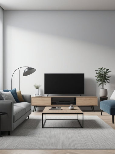 Minimalismus im Wohnzimmer schafft Ruhe und Klarheit. Wenige, hochwertige Sessel und ausgewählte Farben fördern Wohlbefinden sowie entspannte Wohnatmosphäre.
