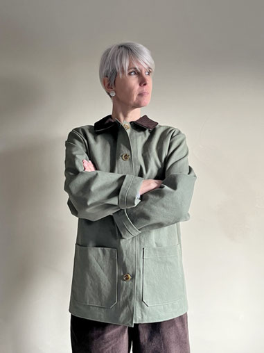 CANVAS-JACKE / grün-braun