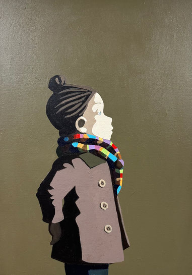 the colorful scarf - Acryl auf Leinwand, 70x50cm, 2024 | verkauft