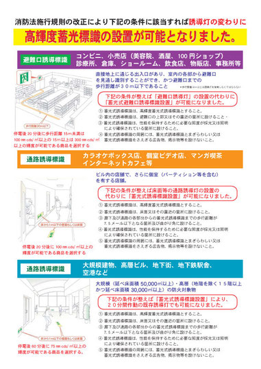 高輝度蓄光式誘導標識の運用について 山陽標識製作所 高輝度蓄光式誘導標識の運用について 山陽標識製作所