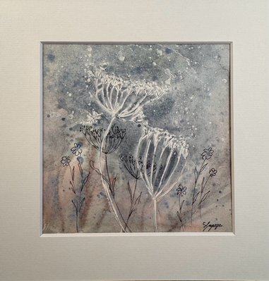 Aquarell, 20 × 20 cm inklusive Passpartout