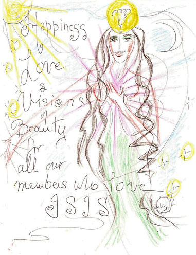 Holiday Greeting Original Art by Olivia Robertson  For Aset Shemsu 