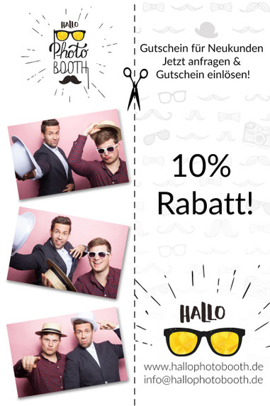 HalloPhotobooth Business Coupon Eventfotograf Bayern Allgäu Fotobox Fotokabine Fotosäule Fotoautomat Photobooth Photo Booth Videobooth Betriebsfeiern Firmenjubiläum Messen Roadshows Konferenzen Tagungen Sommerfeste Sponsoring Party