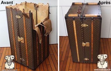  Louis Vuitton Wardrobe trunk from 1935 Restoration of a partially destroyed trunk. Read more...