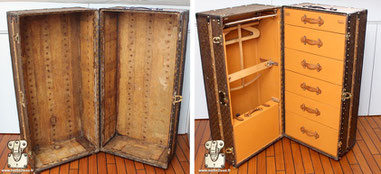  Louis Vuitton Wardrobe trunk from  1927 Extreme restoration the interior is totally missing. Read more...