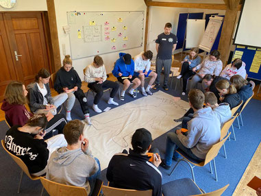 Bei der Methode „Super-Jugendleiter“ diskutieren die Teilnehmer, welche Eigenschaften ein Jugendleiter mitbringen sollte - Foto: SJR