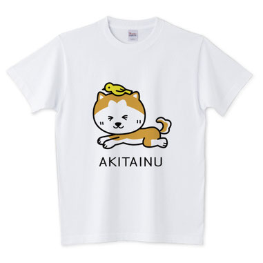 秋田犬とインコTシャツイラストデザイン作成販売