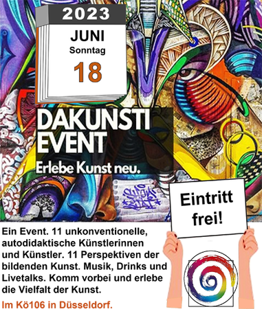 Plakat zum Event von DaKunsti am 18. Juni 2023 