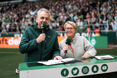 Katharina Guleikoff Moderatorin Bremen + Arnd Zeigler Werder Bremen