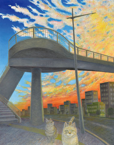 第70回一陽展　夕暮れの町
