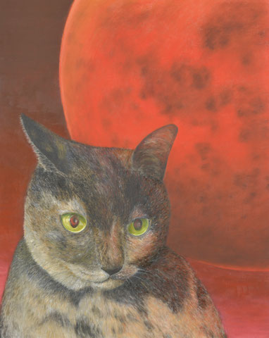 第69回一陽展　月光に映える琥珀色の猫