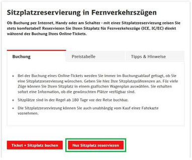 Rail & Fly Ticket - Sitzplatzreservierung bei der DB