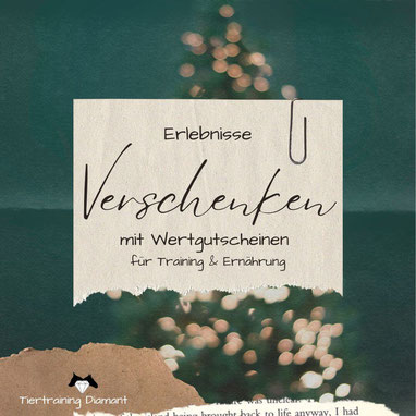 wertgutschein hundetraining, hund weihnachten, geschenkidee hundebesitzer, geschenkidee weihnachten, wertgutschein hundetraining, gutschein hundeschule, gutschein training hund, weihnachtsgeschenk hund, ernährung hund gutschein, tiertraining diamant
