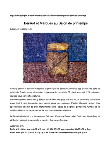 GRAND PRIX DE SCULPTURE AU SALON DE PRINTEMPS À LYON