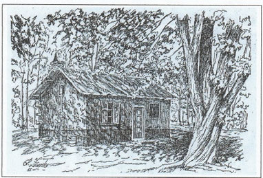 Die Pascalshütte gezeichnet von Karl Zdiarsky 1952. Sie wird bis heute vom Forst genutzt. Alle anderen Waldarbeitersiedlungen im Hochwald sind verschwunden, ohne sichtbare Spuren zu hinterlassen.