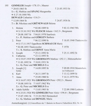 Die Familie Gimmler-Dewald im Familienbuch Steinberg von H.P. Klauck (s.o. S. 122)
