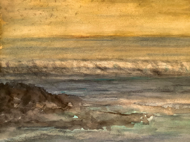 Abendstimmung an felsiger Küste (36 x 48 cm)