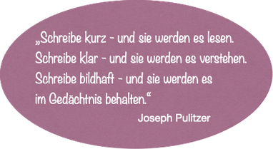 Zitat Pulitzer. Online: Copywriter, Ghostwriter, Journalist, Autor und Texter.