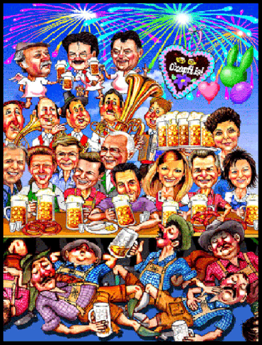 Karikatur zeichnen lassen, Szene vom Münchner Oktoberfest.