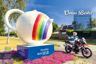 Kaffeepause: Omas beste Kanne am Ortseingang von Selb reicht locker für eine Claubausfahrt.